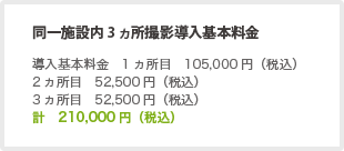 同一施設内3ヵ所撮影導入基本料金