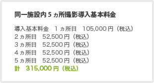 同一施設内5ヵ所撮影導入基本料金